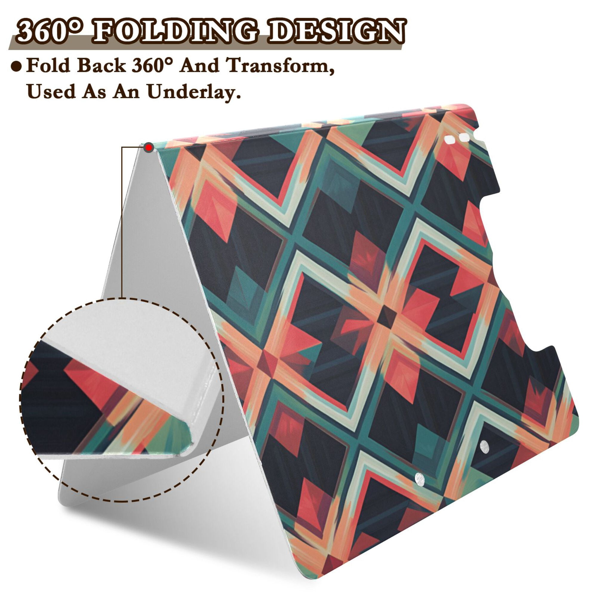 FORMRS A4 Clipboard Folder with Pen Holder Horizontal Foldable School Office Binder, Green Abstract