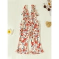 thumbnail image 3 of Bagilaanoe Toddler Baby Girl Jumpsuit Sleeveless Floral Print Romper Overalls 6M 12M 18M 24M 3T 4T Kids Long Flare Pants Summer Outfits, 3 of 9