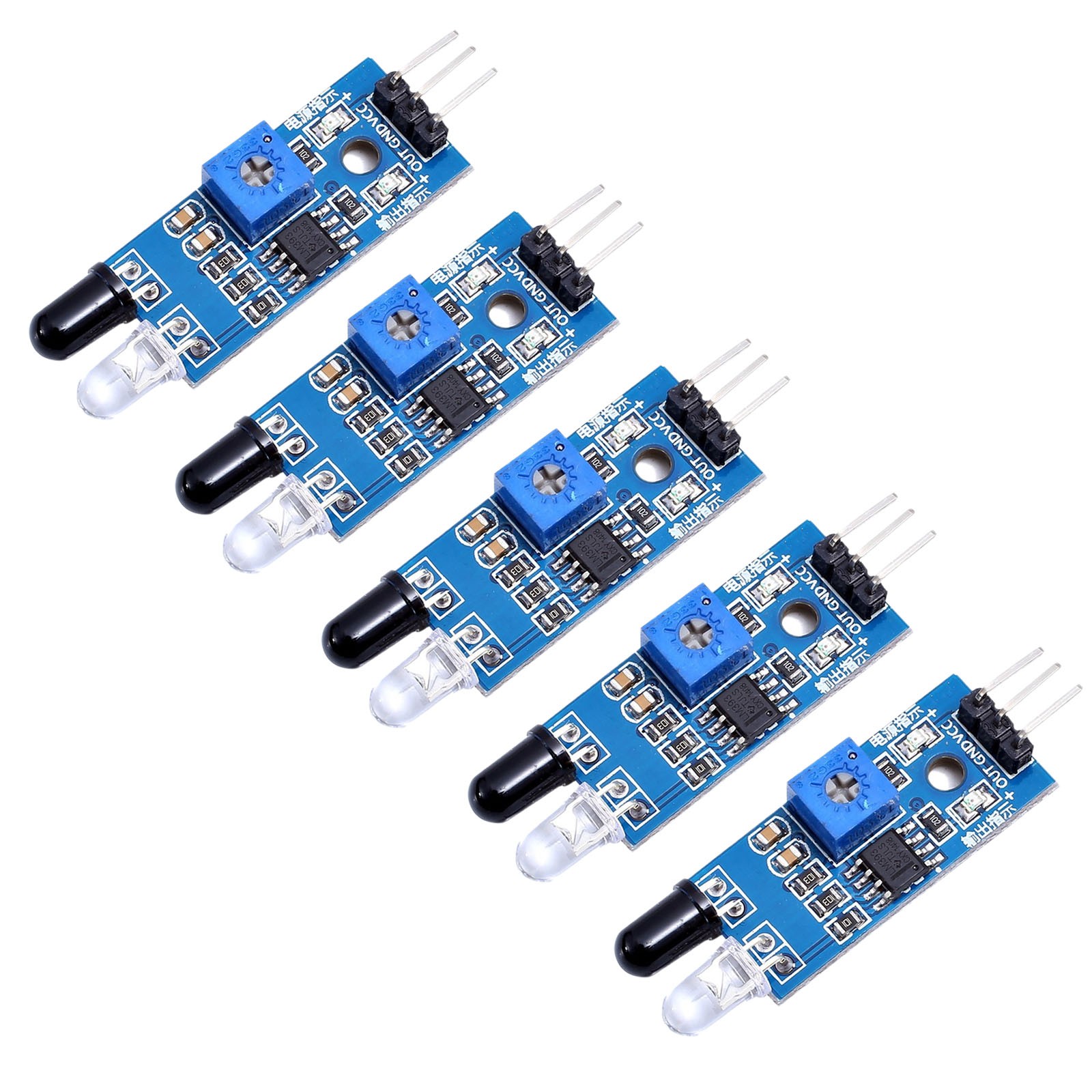 5Pcs Smart Car Barrier Avoiding Sensor Module Optoelectronic Reflection