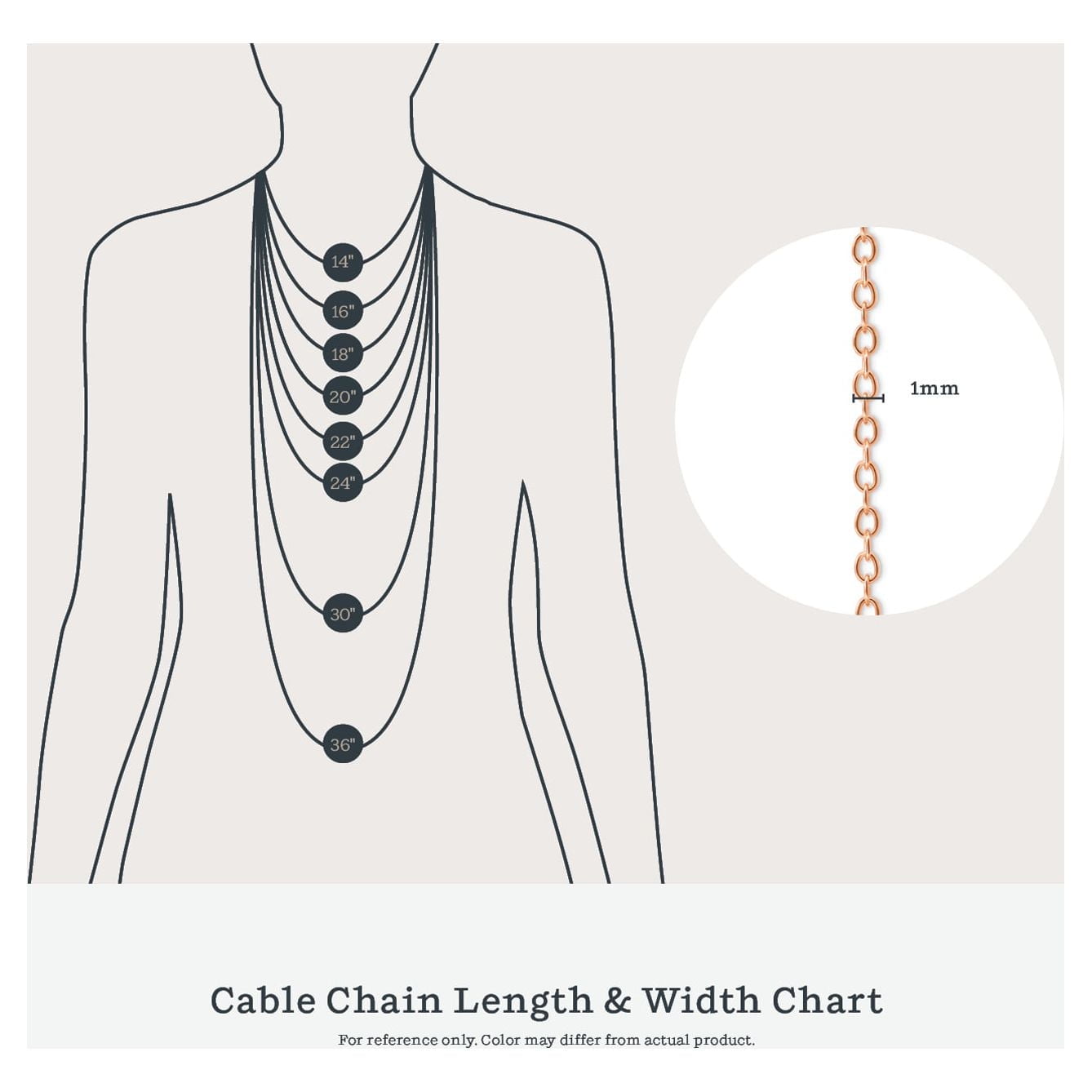 Kezef Rose Gold Chain Necklace for Women, Rose Gold-Plated Sterling Silver, 1mm Cable Chain, 26 Inch, Spring-Ring Clasp, Made in Italy