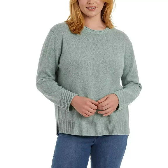 Ella Moss Women's Crew Neck Knit Pullover Sweater, Green, Size L