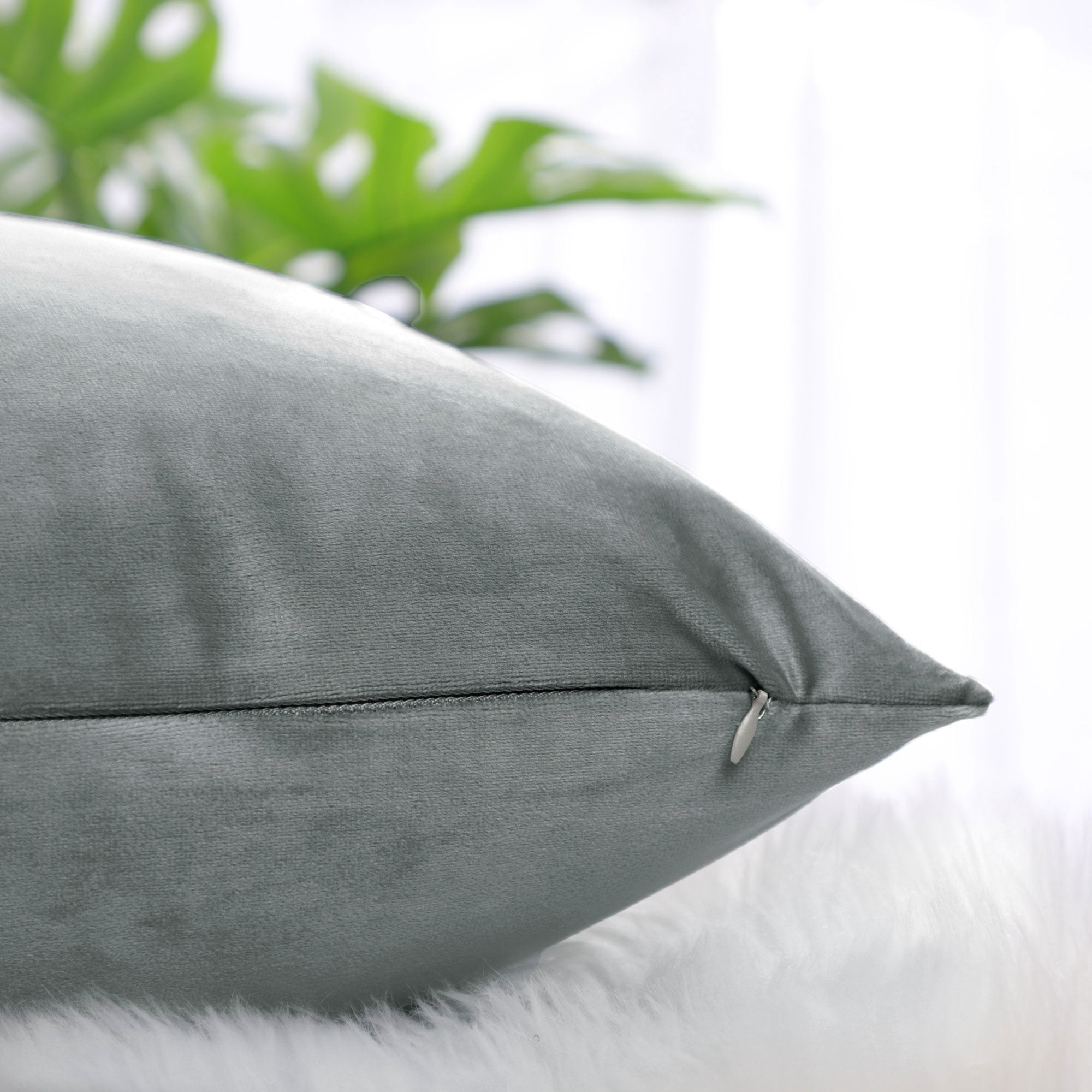 Unique Bargains Velvet Decorative softCushion Throw Pillow Cover 18" x 18" Gray