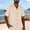 Khaki, variant on WIZUTIZ Mens Linen Button Down Shirt Casual Short Sleeve Spread Collar Summer Beach Dress Shirts Lightweight Work Shirt