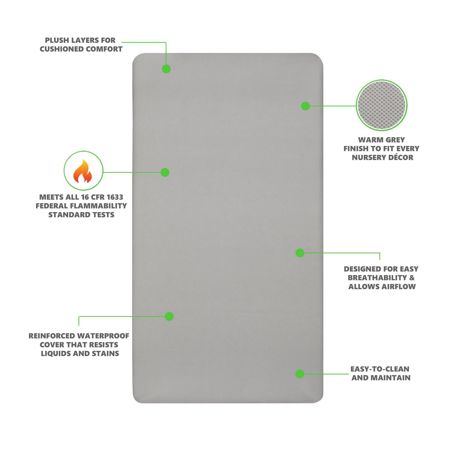 Matelas pour lit d'enfant et tout-petit Dream On Me Starbright Breathable Fiber