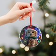 thumbnail image 6 of Christmas Owl Wearing Santa Hat-4 Ornament Ornaments for Teacher Coworker Boss Friend Mentors Crystal Glass Christmas Decor with Holiday Design, 6 of 8