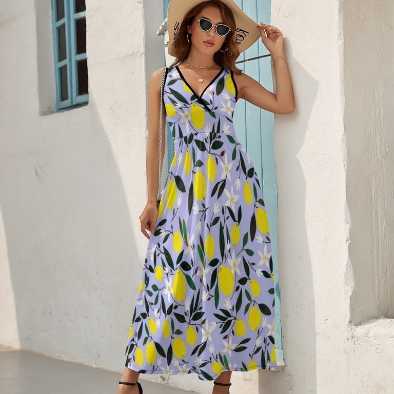 blue dress with lemons For Love and Lemons Claire Dress – TrenLend main image 1