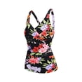 thumbnail image 3 of FORTANT Women's Floral Print Plus Size Two Piece Tankini Swimsuits Ruched Tummy Control Tankini Top with Swim Shorts, Size S-4XL, 3 of 8