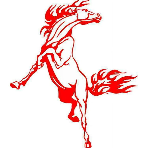 4.5in x 5in Red Rearing Horse Bumper Sticker Car Vinyl Truck Window Decal