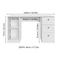 thumbnail image 3 of Madesa Executive Computer Writing Desk 53 Inch with 3 Drawers and 1 Door, Metalic Handles Wooden Home Office PC Study Table with Storage - White, 3 of 10