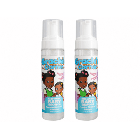 Gracie’s Corner Rice Water Baby Shampoo 2 Pack, Foaming Rinse-Off Shampoo for Babies & Kids, Gentle Sulfate-Free Cleanser, 8.5 fl oz