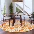 thumbnail image 3 of Round Area Rugs Collection 5 Ft, Fall Thanksgiving Non-Slip Residential Carpet, Orange White Pumpkin Falling Leaves Indoor Crawling Mats Runner Rugs for Living Room/Dining Room/Bedroom, 3 of 8