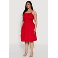 thumbnail image 3 of Womens Plus Size Smocked Waist Poplin Midi Dress, 3 of 4