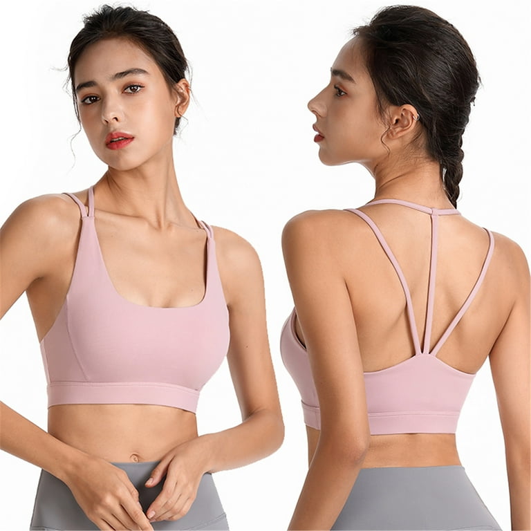 HAPIMO Savings Sports Bras for Women Cozy Athletic Vest Stretch Elastic  Shockproof Adjustable Back Button Running Padded Bralette Workout  Activewear Bra Pink M 
