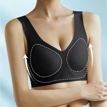 

Hunpta Sports Bras For Women Wire-Free Bralettes For Women Comfortable Seamless Lightly Lined V Neck Bra