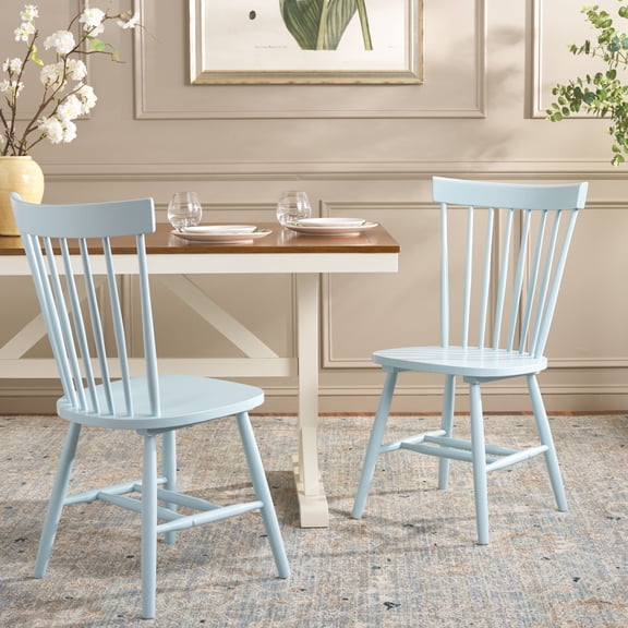 SAFAVIEH Parker Country Wood Solid Dining Parsons Chair, Pale Blue (Set of 2)
