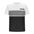 thumbnail image 4 of T-shirts for Men Plus Size under $5 Short Sleeves Stripe Turndown Patchwork Casual Pullover Fitness Sports T Shirt White L, 4 of 6