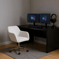 thumbnail image 3 of Homy Casa Upholstered Video Game Chair with Gold Base for Home Gaming Room, White, 3 of 9