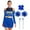 Royal Blue B, variant on TiaoBug Womens Cheer Leader Costume Cheering Uniform Long Sleeve Dress with Stockings Red A M