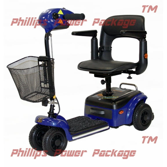 Shoprider - Scootie - Portable Travel Scooter - 4-Wheel - Blue - PHILLIPS POWER PACKAGE TM - $500 VALUE