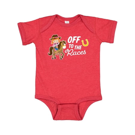 

Inktastic Off To The Races with Cowgirl on Horse Gift Baby Girl Bodysuit