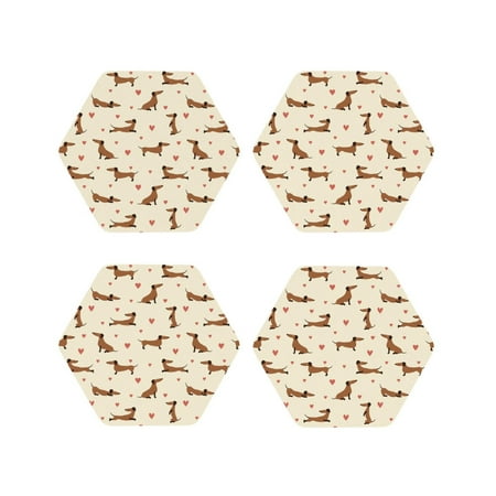 

Tideii Heart Dachshund for Leather Coasters 4 Pieces Anti-fouling and Anti-scalding Decorative Coasters Suitable for Restaurants Kitchens Coffee Shops-Hexagon