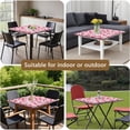 thumbnail image 5 of Red Daisy Flower Green Centers Pattern Square Fitted Tablecloth with Elastic Edge,Square Table Cover,Washable Elastic Table Cover for Home Kitchen Party Decor 34"x34", 5 of 6
