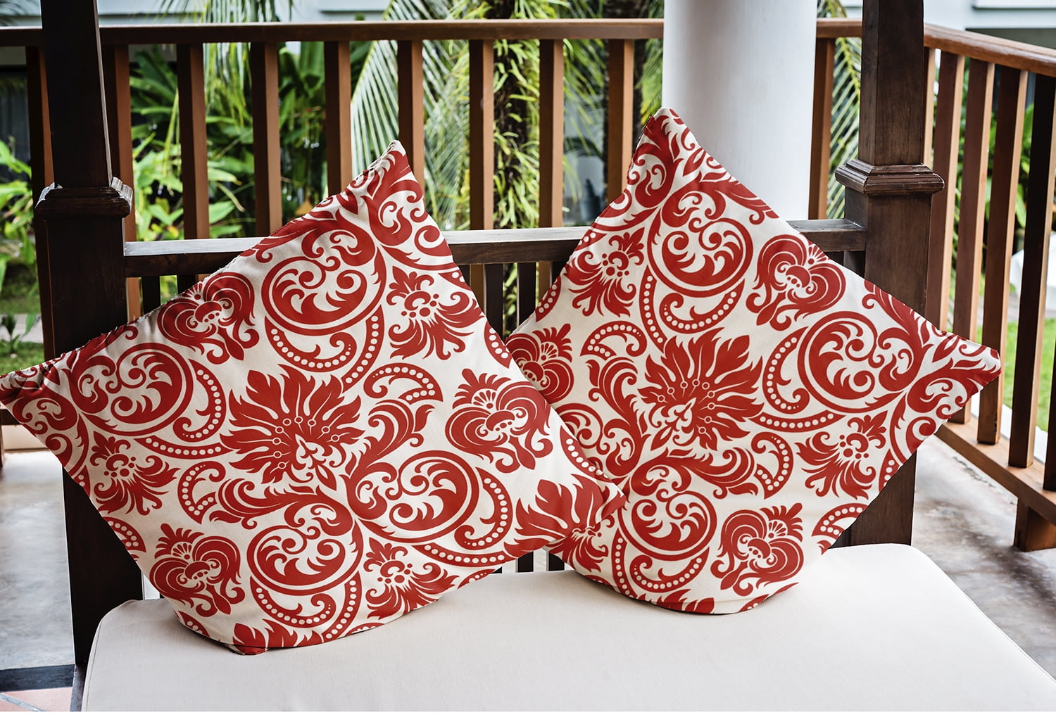20" x 20" Simply Daisy Alexys Indoor/Outdoor Polyester Throw Pillow, Red
