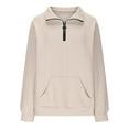 thumbnail image 4 of SGMVNU Girls Half Zip Sweatshirt Long Sleeve Pullover Crop Tops Kids Lightweight Sweater Fashion Winter Clothes, Size 11-12 Years, Beige, 4 of 6