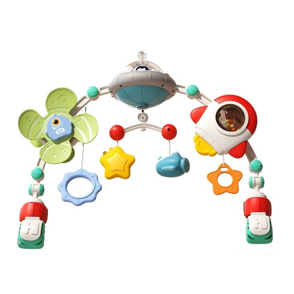 FVLOENG Musical Stroller Arch Toy with Rotating Hanging Figures, Travel Toy
