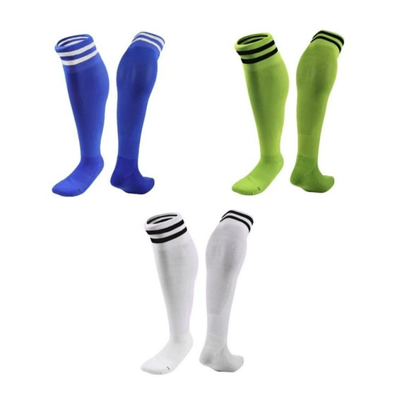Lian LifeStyle 3 Pairs Knee High Sports Socks for Soccer, Softball, Baseball, Soccer, and Many Other Sports XL002 Size S Blue,Green,White