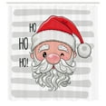 thumbnail image 2 of Ambesonne Ho Ho Ho Shower Curtain, Funny Santa Claus Stripes, 69"Wx75"L, Dark Pink Blush and Pale Grey, 2 of 4