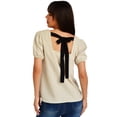 thumbnail image 3 of Blusa juvenil escote cuadrado Roman Fashion 617 (Arena) beige M Roman Fashion BL-FOL-617-ARENA, 3 of 6