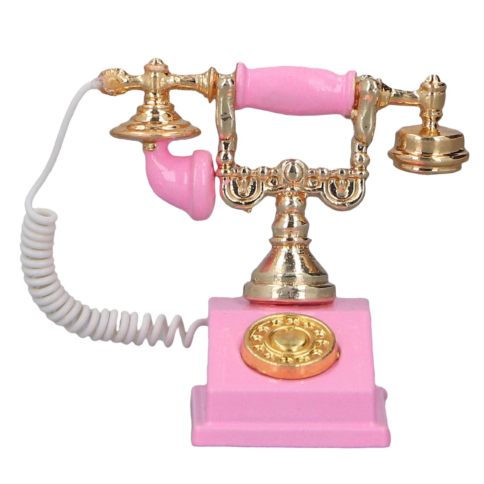 Retro vintage style Black Phone Telephone 1/12 Toy Dollhouse Miniature Accessory 