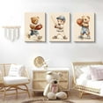 thumbnail image 3 of 3 Pcs Nursery Bear Wall Art Boys Sports Canvas Wall Decor Vintage Cute Animal Poster Prints Kids Room Painting Pictures for Living Room Bedroom (12x16in Poster), 3 of 7