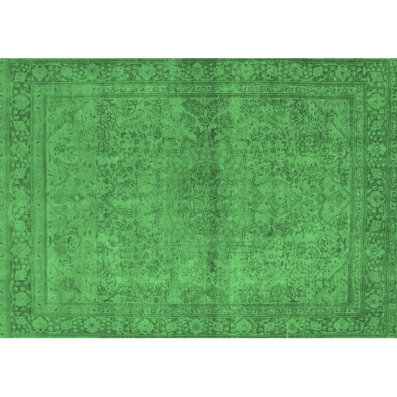 Ahgly Company Indoor Rectangle Oriental Emerald Green Industrial Area Rugs, 6' x 9'