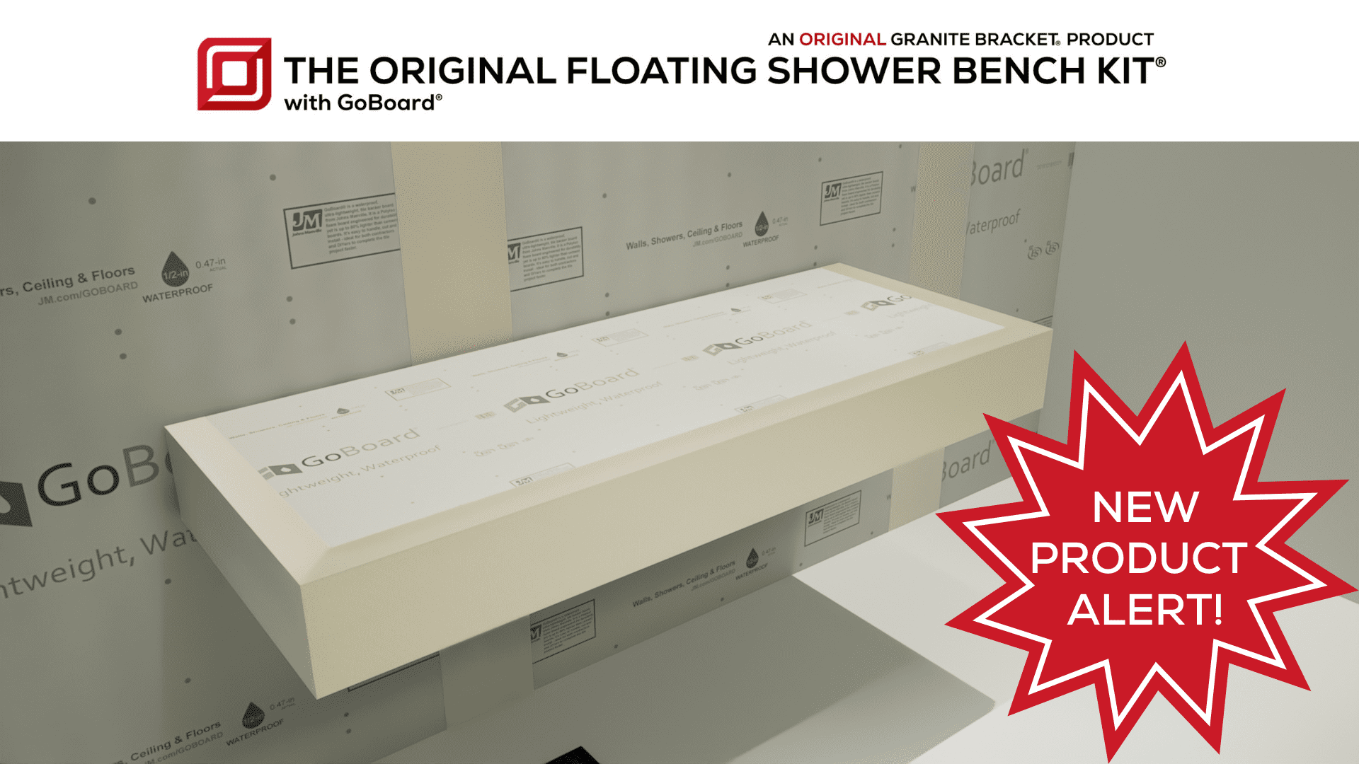 Floating Shower Bench Kit with GoBoard® Original Shower Bench Bracket