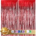 thumbnail image 1 of ZHAOCHENG 2 piezas de cortina de flecos metálicos brillantes rojos para ventana o pared para cumpleaños, bodas y fiestas, 1 of 5