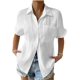thumbnail image 3 of Blusa de manga corta con bolsillo de solapa informal para mujer, camisa de verano de Color sólido, 3 of 5