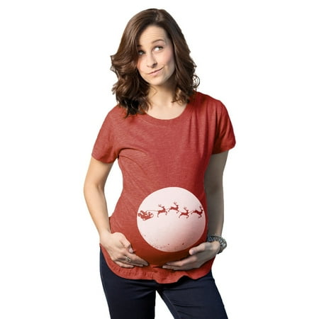 Moonlight Sleigh - Maternity Moon Santa Sleigh Over the Moonlight Funny Pregnancy T shirt