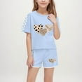 thumbnail image 2 of Fesfesfes Girls Summer Casual T-Shirts and Shorts Set 2 Pieces Set Teen Girls Drawstring Summer Outfits Solid Trendy Clothes for 5-14Years Girls(Sky Blue#3,9 Years), 2 of 8