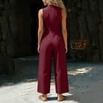 thumbnail image 6 of Guluxicc Linen Jumpsuits for Women Cotton Linen Sleeveless V Neck Jumpsuits Casual Summer Overalls with Pockets, 6 of 7