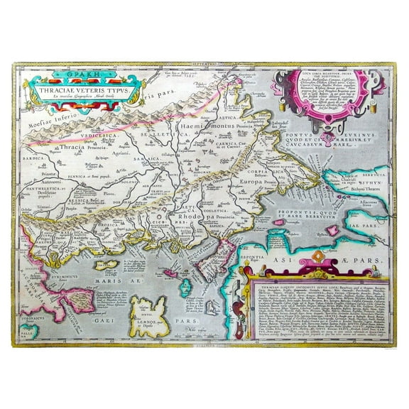 Historic Map - Thrace Greece - Ortelius 1570 - 30.22 x 23 - Vintage Wall Art