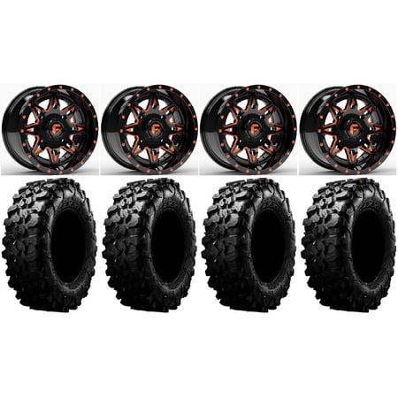 Fuel Lethal Orange 15 Wheels 32 Carnivore Tires Kawasaki Mule Pro FXT