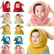 New Newborn Kids Baby Boy Girls Winter Warm Pom Bobble Hat Knit Beanie Cap Scarf Set