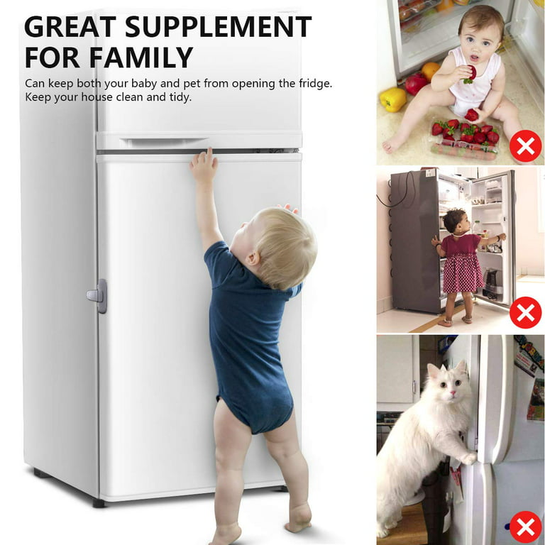 Refrigerators Lock, Child Proof Adhesive Fridge Freezer Lock for Door,  Cabinet Locks Child Safety Latches for Toddler Kids, No Drill 