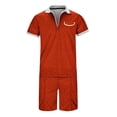 thumbnail image 3 of JHLZHS Rave Outfits for Men Blacklight Male Casual Striped Gradient Ramp Print Two Piece Suit Zipper Short Sleeve Top Blouse Suit Drawstring Pocket Short Set 70's Outfits for Men and Women, 3 of 4