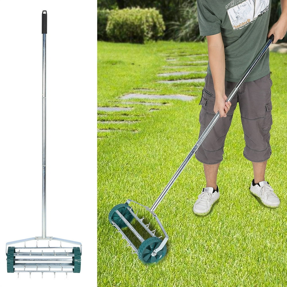 OTVIAP Outdoor Garden Lawn Aerator Heavy Duty Rolling Grass Roller