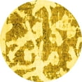 thumbnail image 1 of Ahgly Company Machine Washable Indoor Round Abstract Yellow Modern Area Rugs, 4' Round, 1 of 4