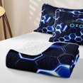thumbnail image 4 of meiyoeat Gradient Gamepad Twin Quilt Set for Boys Gamers, Neon Honeycomb Blue Gaming Twin Coverlet Set, 2 Pieces 1 Bedspread and 1 Pillowcase, 4 of 7