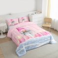 thumbnail image 4 of Homewish Girly Pink Gnome Bedding Comforter Set for Teens, Winter Xmas Snowflake Twin Comforter Sets, Dreamy Christmas Theme Reversible Bedding Set, Breathable Home Decor, 2pcs, 4 of 9